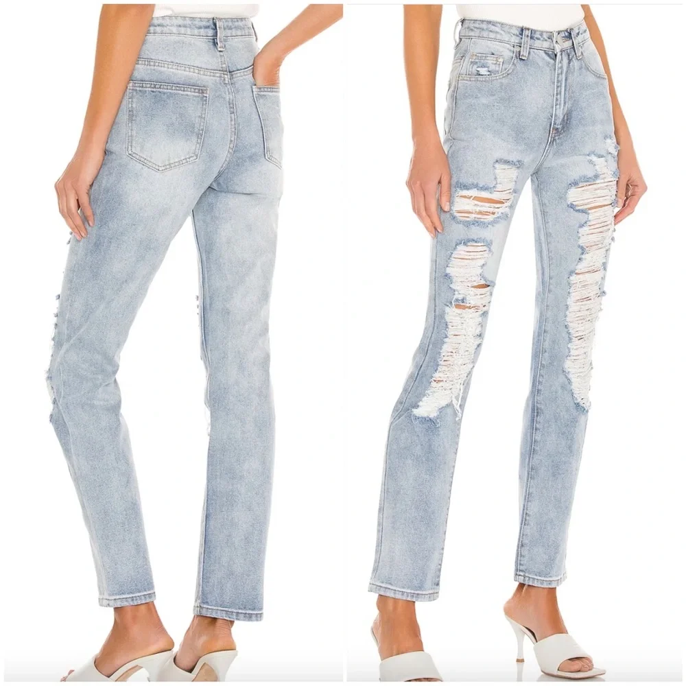 SUPERDOWN PATTY DISTRESSED JEAN IN DENIM - Picture 3 of 7